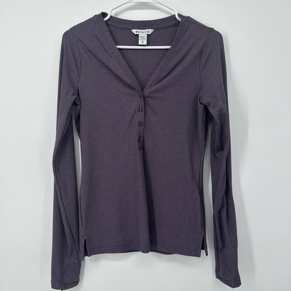 Athleta Tops - Athleta Uptempo Ribbed Henley Long Sleeve Shirt Womens Size XS Purple Top